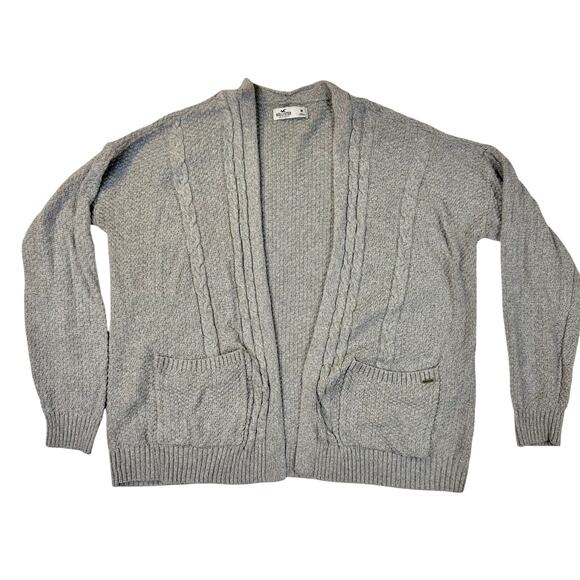 Hollister Sweaters - Hollister Gray Cable Knit Cardigan Women’s Medium Chunky Cotton Cozy Coastal